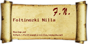 Foltinszki Nilla névjegykártya